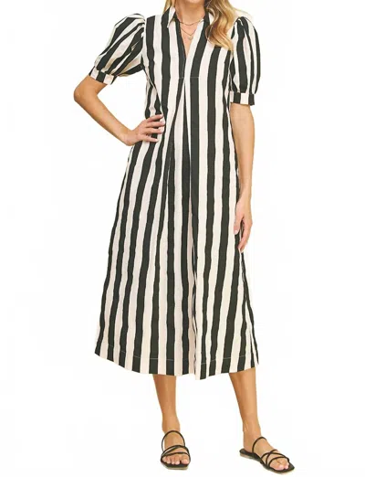 Pinch Women's Vertical Stripes Maxi Dress In Navy In White