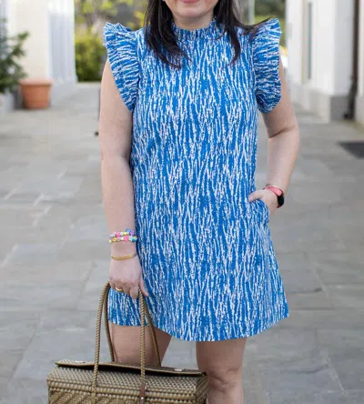Pinch Zebra Print Mini Dress In True Blue