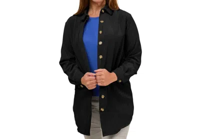 Pine Apparel Corduroy Button Front Shacket In Black