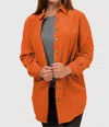 Pine Apparel Corduroy Button Front Shacket In Orange In Orange