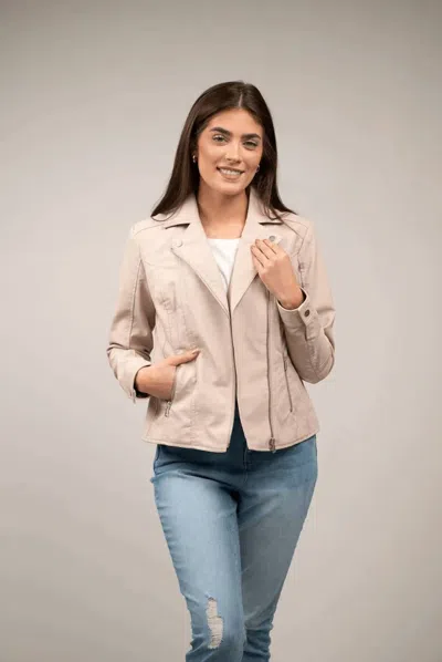 Pine Apparel Diamonds And Motorcycles Pleather Jacket - Plus In Beige