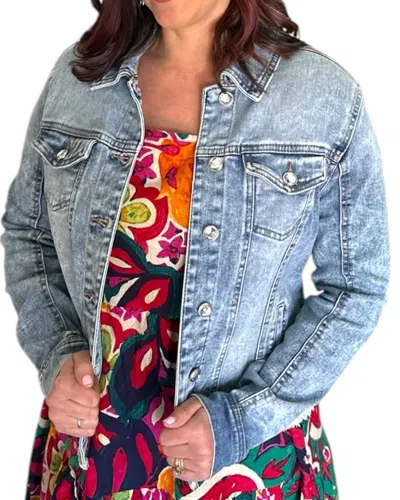 Pine Apparel Frayed Denim Jacket In Mercedes Wash