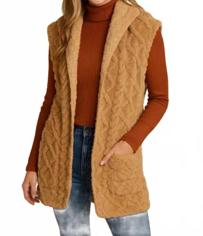 Pine Apparel Jacquard Hoodie Stroller Vest In Beige In Brown