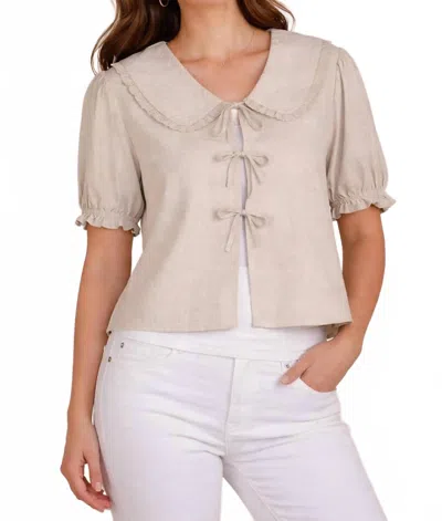 Pine Apparel Linen & Lace Top In Oatmeal In White