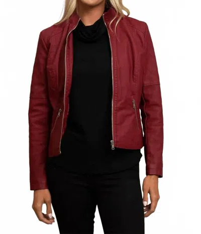 Pine Apparel Pleather Jacket In Brick Red