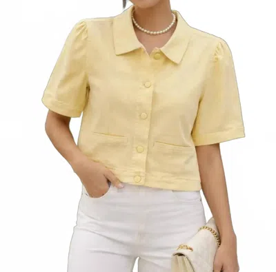 Pine Apparel Short Sleeve Denim Jacket In Yellow In Multi