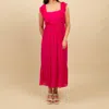 Pine Apparel Smocked Maxi Dress With Ruffle Hem In Pink