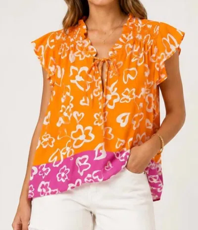 Pine Apparel With Love Blouse In Orange In Multi