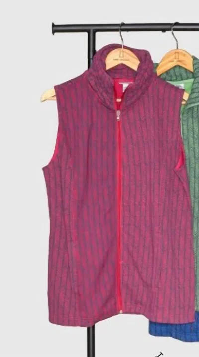 Pine Apparel Women's French Terry Herringbone Print Vest In Pink