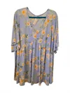 Pine Apparel Women's Rose V Neck Tunic Top In Sky Blue In Blue