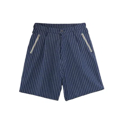 Pine Los Angeles Men's Blue Pleated Pinstripe Shorts