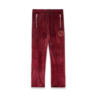 Pine Los Angeles Men's Red Pleated Velour Sweatpants-burgundy