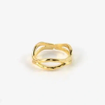 Pineapple Island Layered Deep Wave Ring Gold