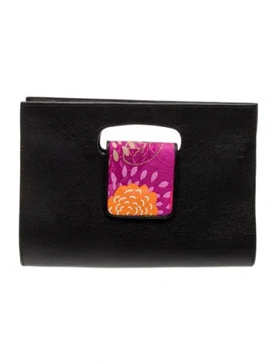 Pre-owned Pineda Covalin Leather Clutch In Black