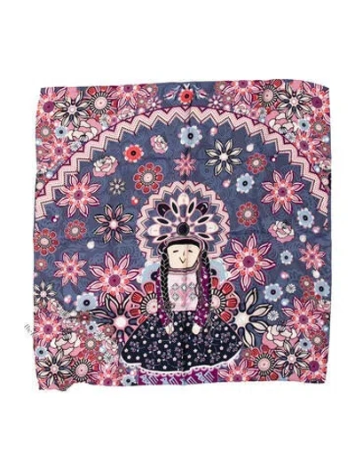 Pre-owned Pineda Covalin Silk Printed Scarf In Multi