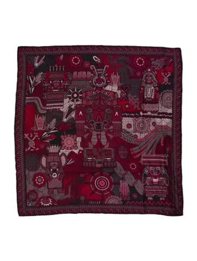 Pre-owned Pineda Covalin Silk Printed Scarf In Purple