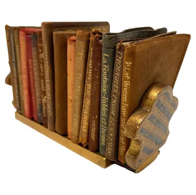 Pre-owned Pineider , Italian Miniature Sliding Bookend, Ca 1900 In Brown