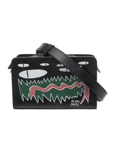Pre-owned Pineider Leather Crossbody Bag In Black