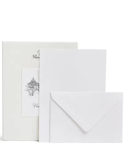 Pineider Vaticano Stationery Set In White