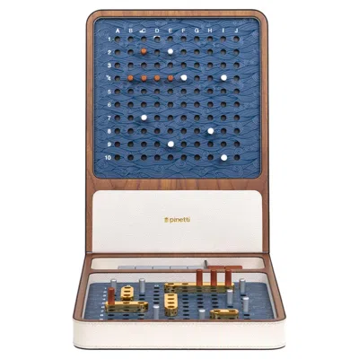 Pre-owned Pinetti 21st Battleship Game Set Handmade In Italy In Brown