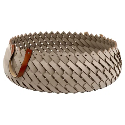 Pre-owned Pinetti 21st Century Almeria Large Towel And Shoes Handwoven Basket With Handles In Gray