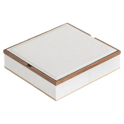 Pre-owned Pinetti 21st Century Astrea Square Box With Walnut Wood & Leather Handmade In Italy In Brown