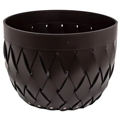 Pre-owned Pinetti 21st Century Canaria Magazine Holder Handmade In Italy With Regenerated Leather In Black