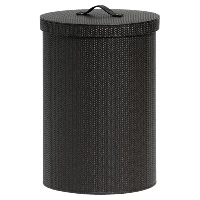 Pre-owned Pinetti 21st Century Coffee Round Paper Bin With Lid Waste Bin Handmade In Italy In Black
