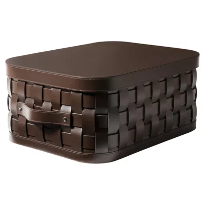 Pre-owned Pinetti 21st Century Demetra Rectangular Magazine Holder Handwoven In Italy In Black