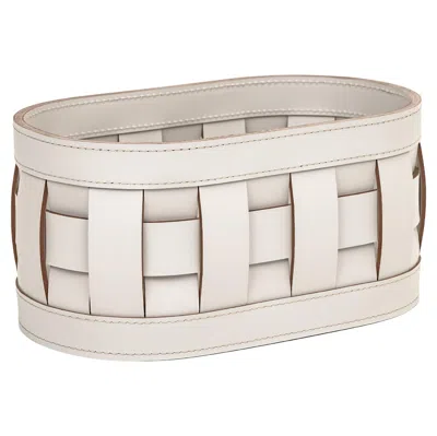 Pre-owned Pinetti 21st Century Demetra Washcloth Holder Regenerated Leather Handmade In Italy In Gray