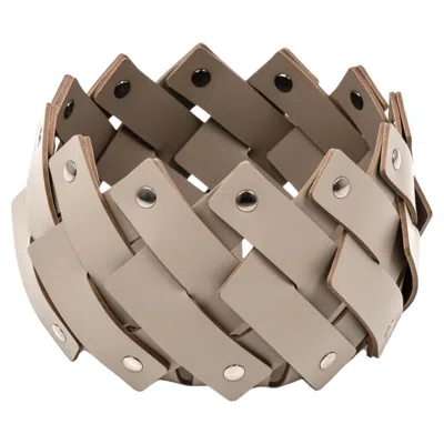 Pre-owned Pinetti 21st Century Empty Pocket Woven Regenerated Leather Handmade In Italy In Brown