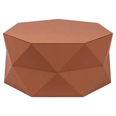 Pre-owned Pinetti 21st Century Euclide Coffee Table In Wood & Calf Leather In Brown