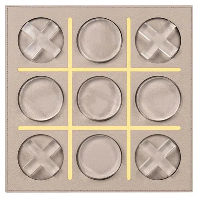 Pre-owned Pinetti 21st Century Italian Tic Tac Toe In Calf Leather With Plexiglass Pieces In Brown