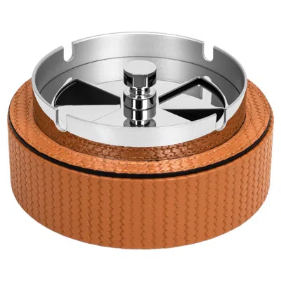 Pre-owned Pinetti 21st Century Leather Ashtray Handcrafted In Italy In Gray