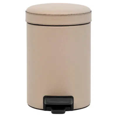 Pre-owned Pinetti 21st Century Leather Pedal Paper & Waste Bin Handmade In Italy In Brown