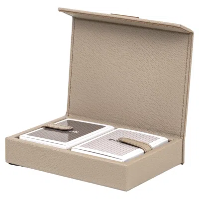 Pre-owned Pinetti 21st Century Leather Playing Cards Holder Handcrafted In Italy In Sand