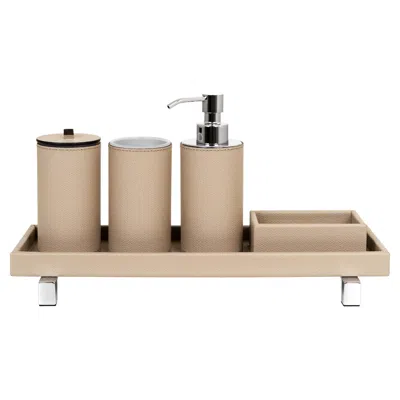 Pre-owned Pinetti 21st Century Leather Poseidon Round Bathroom Set Made In Italy In Gray