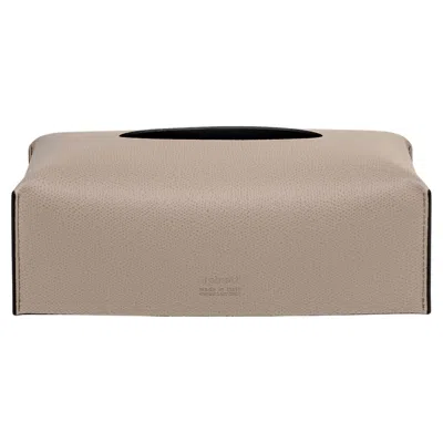 Pre-owned Pinetti 21st Century Leather Soft Rectangular Tissue Box Handmade In Italy In Sand