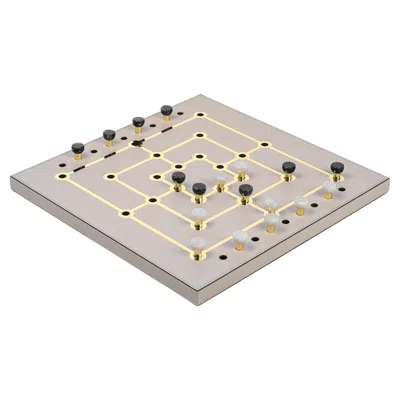 Pre-owned Pinetti 21st Century Mill Leather Game Set Board Game Handcrafted In Italy In Brown