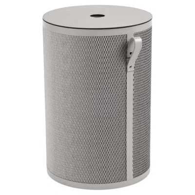 Pre-owned Pinetti 21st Century Nadia Round Laundry Basket With Leather & Canvas Cotton In Gray