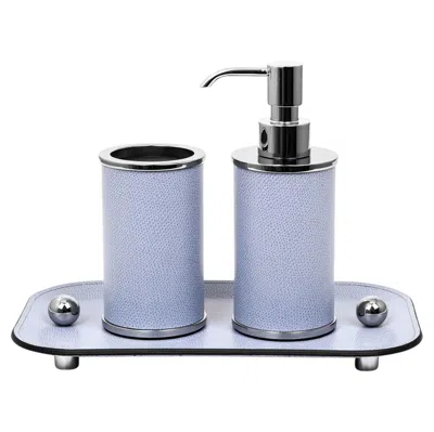 Pre-owned Pinetti 21st Century Olimpia Round Bathroom Set Handmade In Italy In Artic Leather In Purple