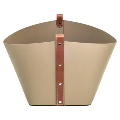 Pre-owned Pinetti 21st Century Ovo Magazine Or Shoes Leather Basket Handwoven In Italy In Brown