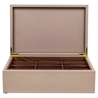 Pre-owned Pinetti 21st Century Tea Box Organizer In Leather Handmade In Italy In Brown