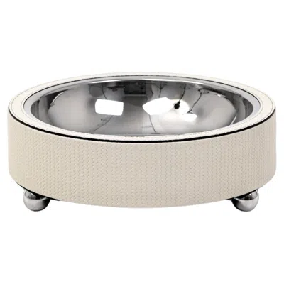 Pre-owned Pinetti 21st Zoe Fruit Holder Leather & Stainless Steel Handmade In Italy In Gray