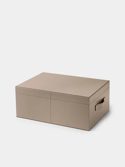 Pinetti Avio Leather Large Storage Box In Brown