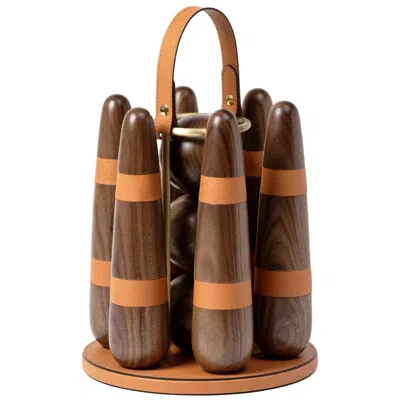 Pre-owned Pinetti Bowling Set In Brown