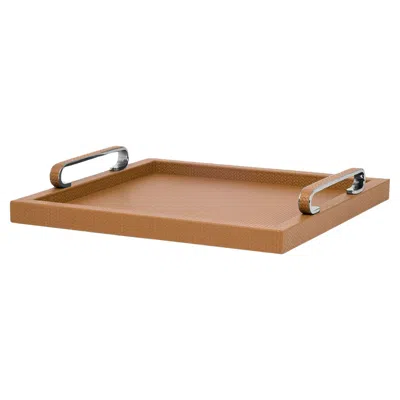 Pre-owned Pinetti Foscari Rectangular Camel Tray In Brown