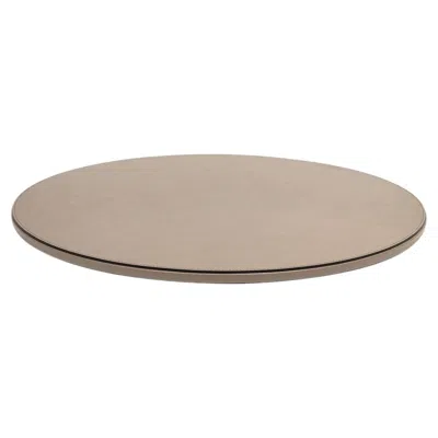 Pre-owned Pinetti Lazy Susan Taupe Leather Revolving Tray In Brown