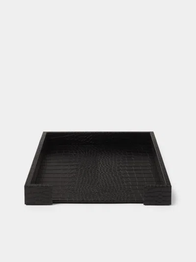 Pinetti Leather Letter Tray In Black