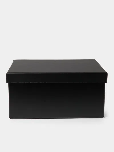 Pinetti Origami Leather Large Storage Box In Black